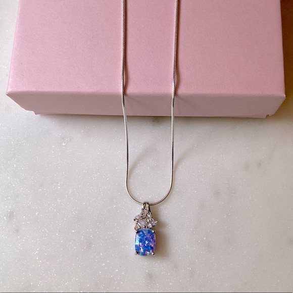Sterling Blue Lavender Lab Opal Necklace - Picture 10 of 16